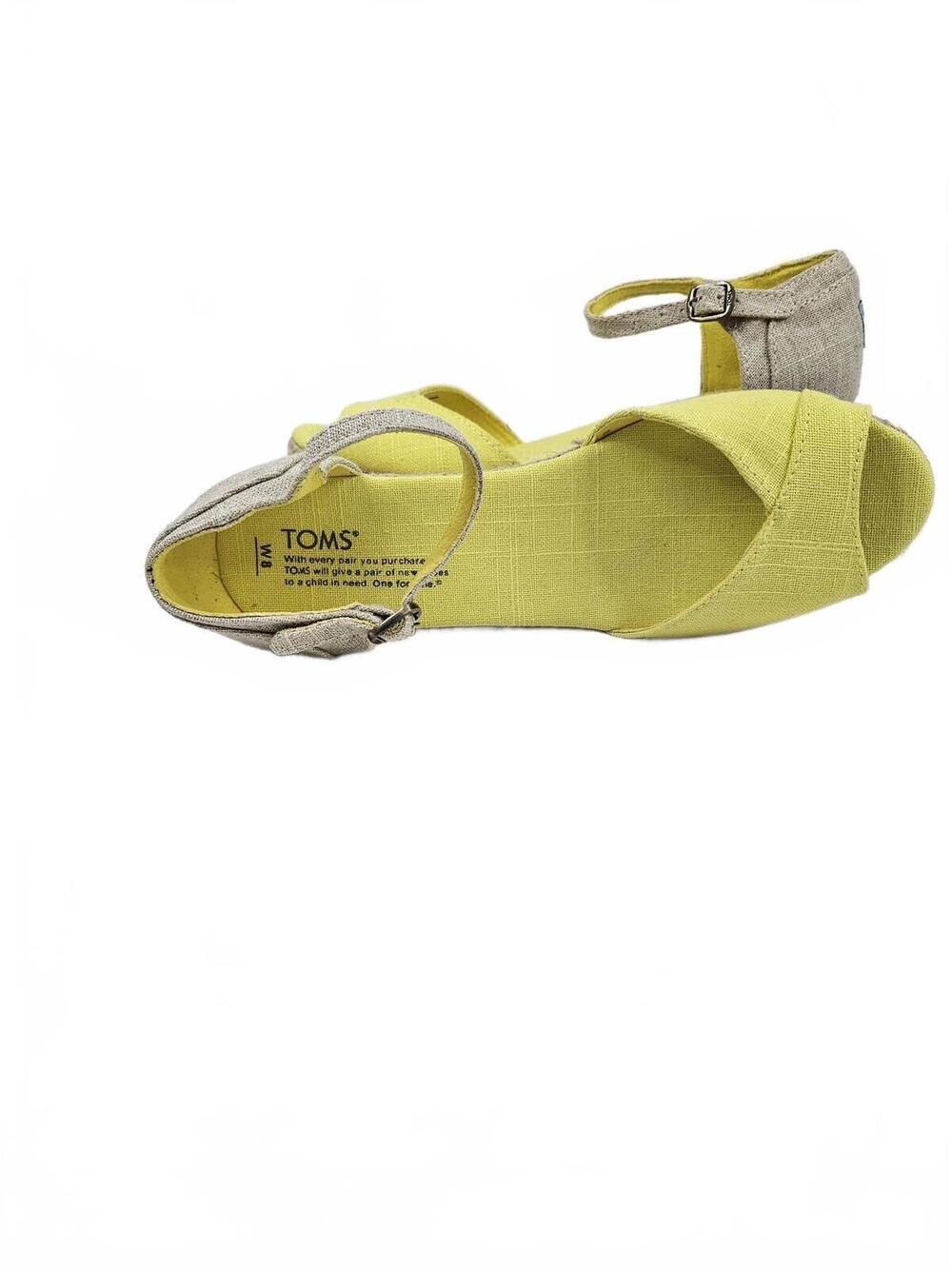 TOMS Women's Yellow Peep Toe Ankle Strap Wedge Sandals Size 8 - Picture 4 of 7